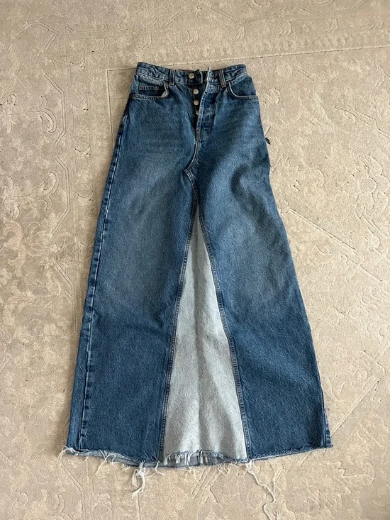 Topshop Dark Blue Denim Maxi Skirt - Picture 1 of 8